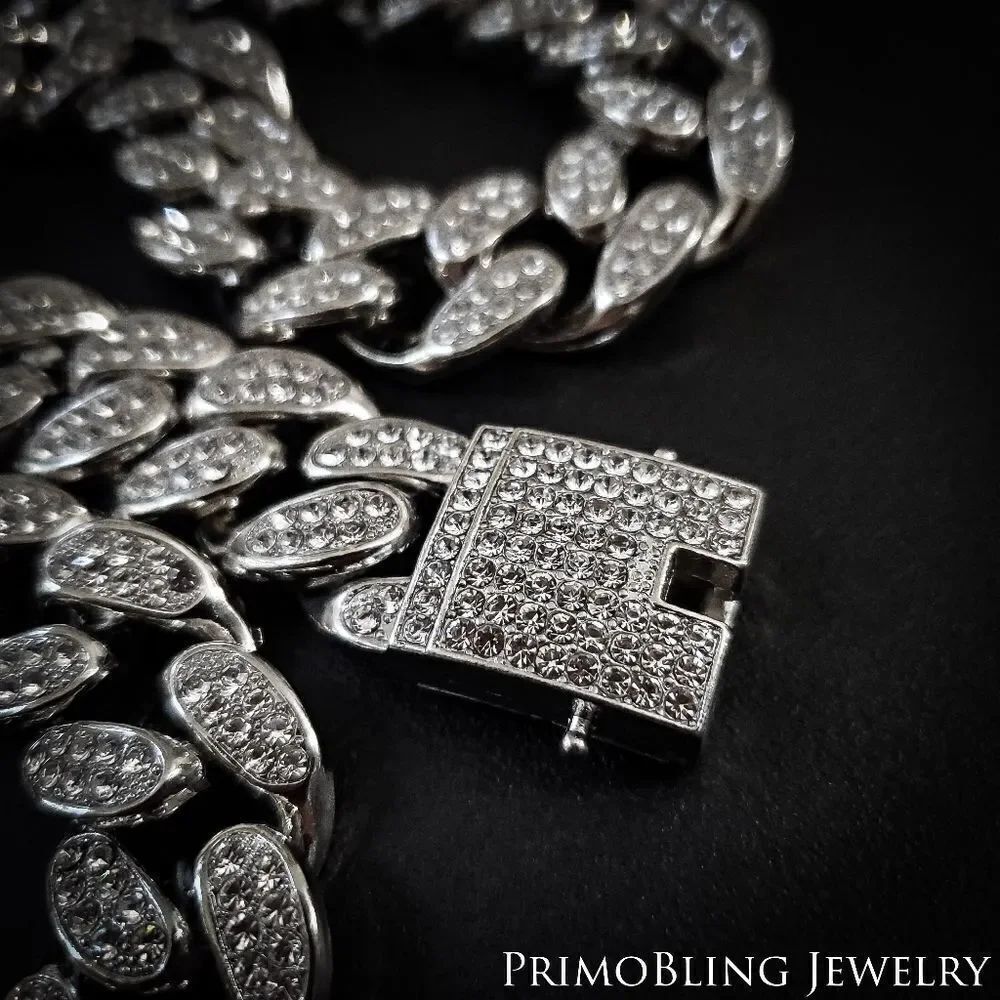 20mm Iced Out Hip Hop Cuban Chain - Picture 3 of 3